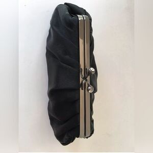 Jessica McClintock black satin clutch with crystal latch